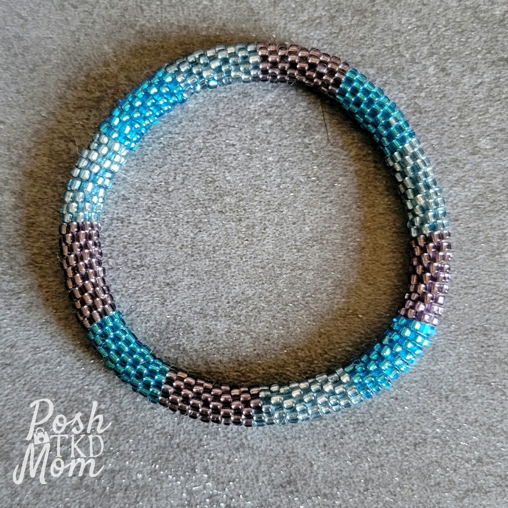Glass Bead Bracelet (Purple/Blues) - NWOT
